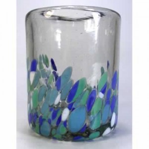 BGX Half Confetti Blue Lowball Glass5